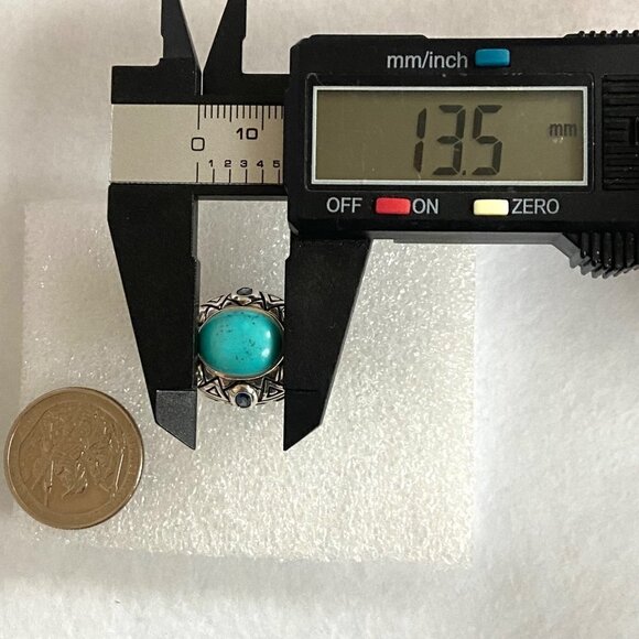 Sterling Silver 925 Thailand Turquoise Multi Gemstone Dome Statement Ring 7.75 - Picture 14 of 16